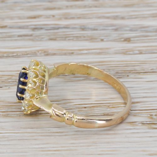 fig 2. Victorian 1.75 Carat Natural Ceylon Sapphire & Old Cut Diamond Ring, circa 1900