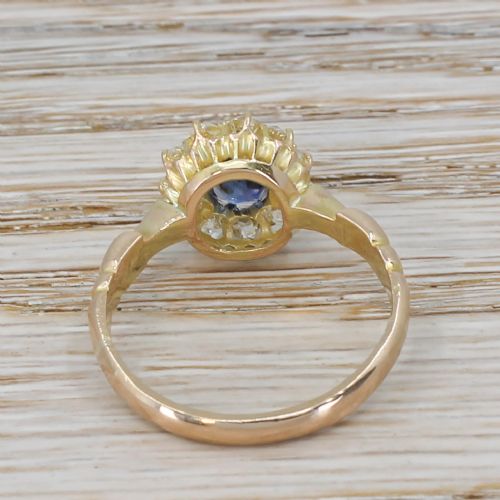 fig 3. Victorian 1.75 Carat Natural Ceylon Sapphire & Old Cut Diamond Ring, circa 1900