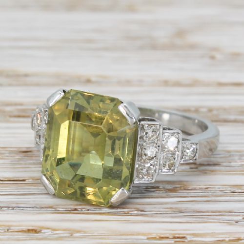 Mid Century 9.02 Carat Natural Chrysoberyl Solitaire Ring, Circa 1950
