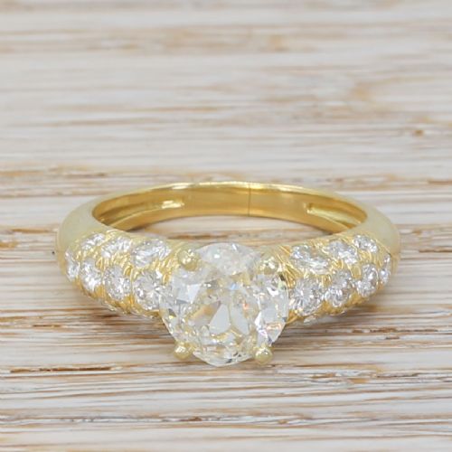fig 1. Mid Century 1.77 Carat Old Cut (+ 1.20 Carat Diamond) Ring, circa 1960