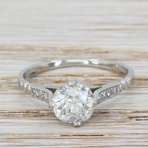 fig 1. Art Deco 1.24 Carat Old Cut Diamond Engagement Ring, circa 1920