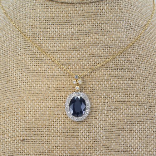 fig 2. Art Deco 4.60 Carat Sapphire & 1.30 Carat Old Cut Diamond Pendant, circa 1930