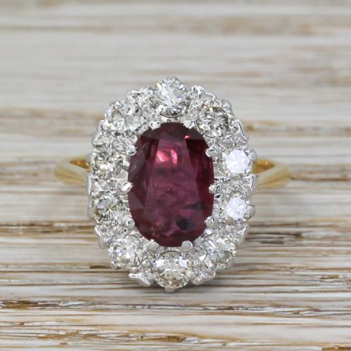 fig 1. Mid Century 2.56 Carat Ruby & 1.10 Carat Diamond Cluster Ring, circa 1965