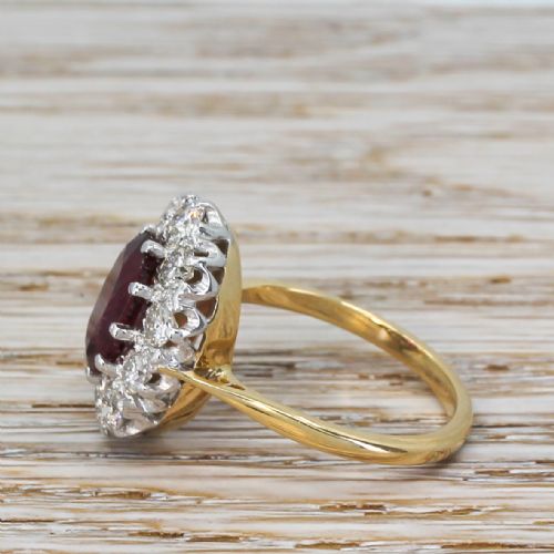 fig 2. Mid Century 2.56 Carat Ruby & 1.10 Carat Diamond Cluster Ring, circa 1965
