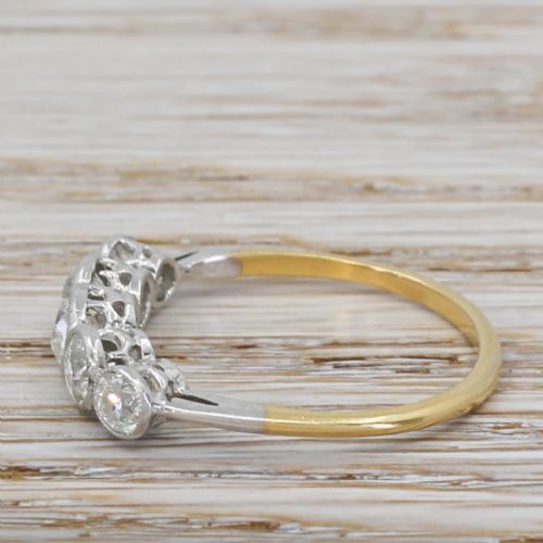 fig 2. Art Deco 1.10 Carat Old Cut Diamond Five Stone Ring, circa 1940