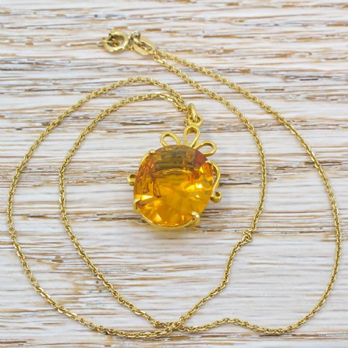 Mid Century 13.00 Carat Synthetic Yellow Sapphire Pendant, Circa 1960
