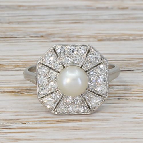 fig 1. Edwardian Natural Pearl & Diamond Ring, circa 1910