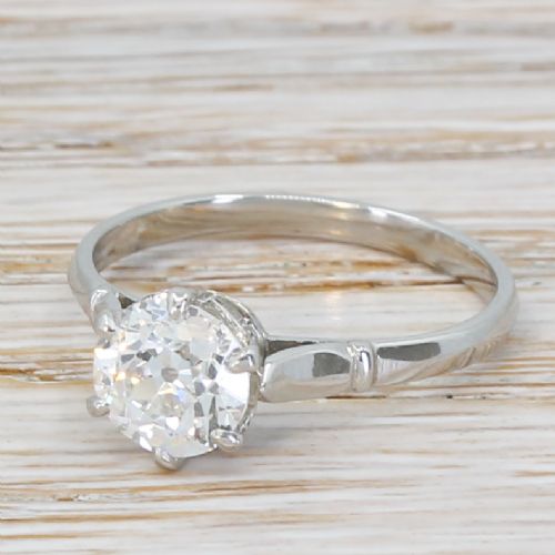 Art Deco 1.36 Carat Old Cut Diamond Engagement Ring, Circa 1925