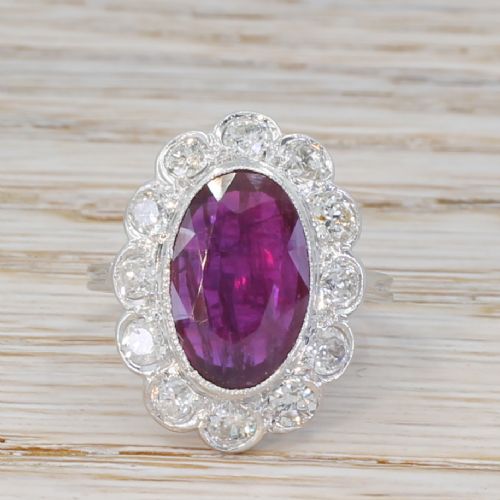 fig 1. Mid Century 3.84 Carat Ruby & 1.48 Carat Diamond Cluster Ring, circa 1960