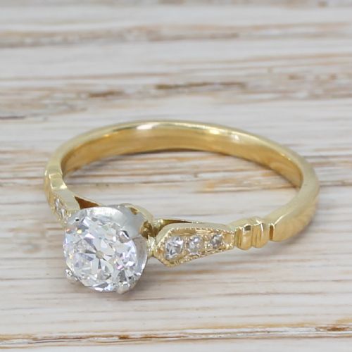 Art Deco 0.72 Carat Old European Cut Diamond Engagement Ring, Circa 1915