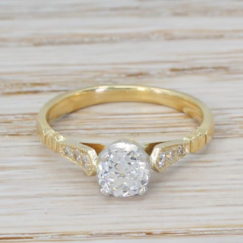 fig 1. Art Deco 0.72 Carat Old European Cut Diamond Engagement Ring, circa 1915
