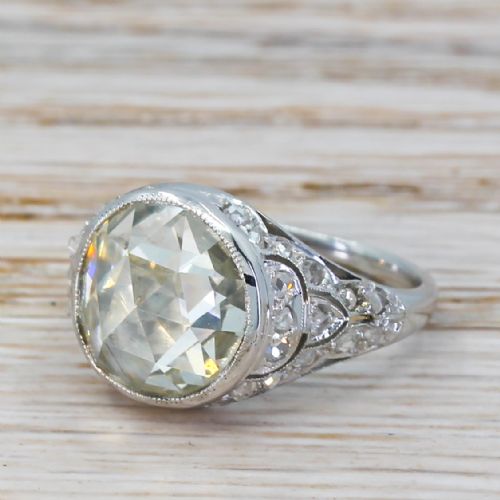 Art Deco 3.14 Carat Rose Cut Diamond Solitaire Ring, Circa 1940