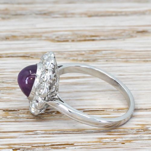fig 2. Art Deco 2.74 Carat Cabochon Ruby & Old Cut Diamond Cluster Ring, circa 1930