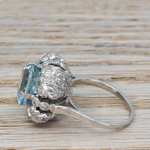 fig 2. Late 20th Century 5.55 Carat Aquamarine & Diamond Ring