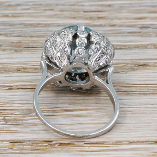 fig 3. Late 20th Century 5.55 Carat Aquamarine & Diamond Ring