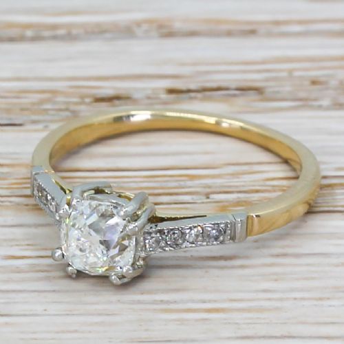 Art Deco 0.90 Carat Old Cut Diamond Engagement Ring, Circa 1915