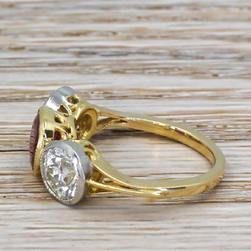 fig 2. Art Deco 1.46 Carat Burmese Ruby & 2.13 Carat Old Cut Diamond Ring, circa 1930