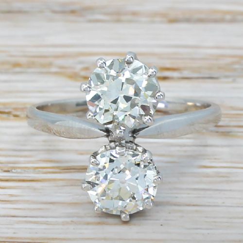 fig 1. Art Deco 2.55 Carat Old Cut Diamond Toi Et Moi Ring, circa 1920