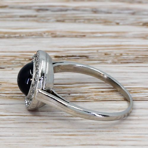 fig 2. Art Deco 1.86 Carat Cabochon Sapphire & Old Cut Diamond Ring, circa 1925