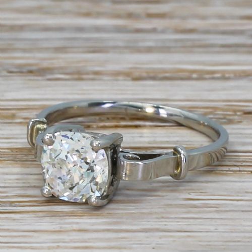 Art Deco 1.41 Carat Old Cut Diamond Engagement Ring, Circa 1920