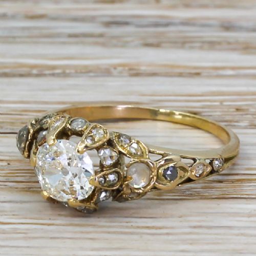 Early Victorian 0.79 Carat Old Cut Diamond Solitaire Ring, Circa 1840