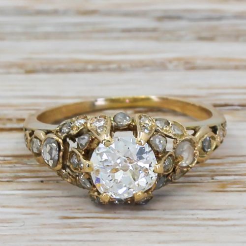 fig 1. Early Victorian 0.79 Carat Old Cut Diamond Solitaire Ring, circa 1840
