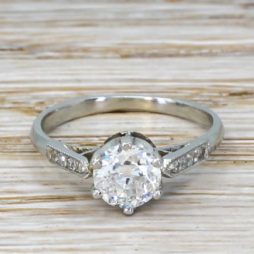 fig 1. Art Deco 1.01 Carat Old Cut Diamond Engagement Ring, circa 1925