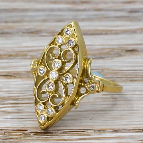 Art Nouveau 0.25 Carat Diamond Navette Ring, Cira 1915