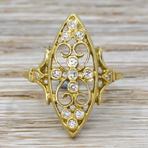 fig 1. Art Nouveau 0.25 Carat Diamond Navette Ring, cira 1915
