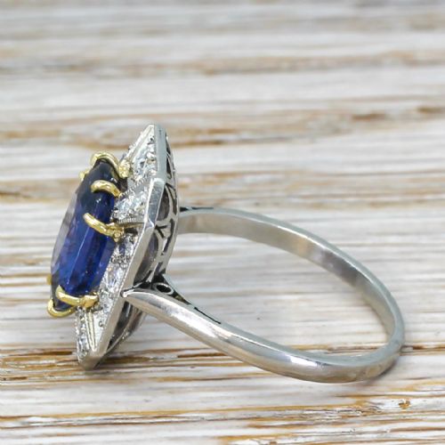 fig 2. Art Deco 3.44 Carat Natural Sapphire & Diamond Ring, circa 1930