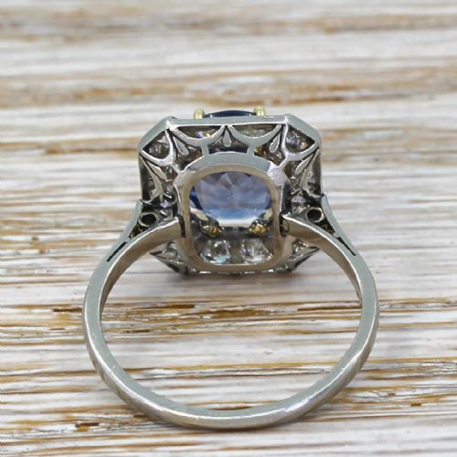 fig 3. Art Deco 3.44 Carat Natural Sapphire & Diamond Ring, circa 1930