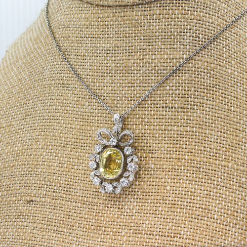 fig 2. Edwardian 8.24 Carat Natural Ceylon Yellow Sapphire Pendant, circa 1910