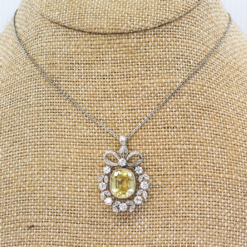 fig 3. Edwardian 8.24 Carat Natural Ceylon Yellow Sapphire Pendant, circa 1910