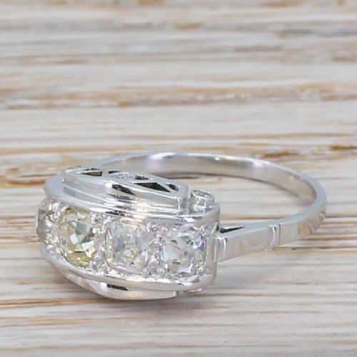 Mid Century 0.97 Carat Diamond Four Stone Ring, Circa 1950