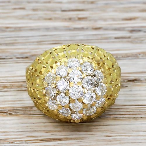 fig 1. Mid Century 1.45 Carat Old Cut Diamond Cluster Ring