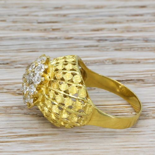 fig 2. Mid Century 1.45 Carat Old Cut Diamond Cluster Ring