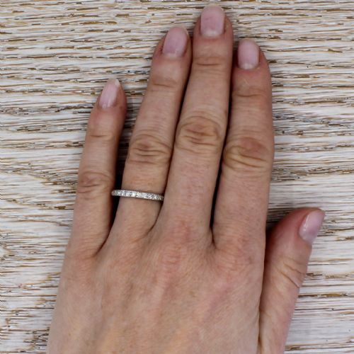 fig 1. Mid Century 0.22 Carat Round Brilliant Cut Diamond Half Eternity Ring, circa 1965