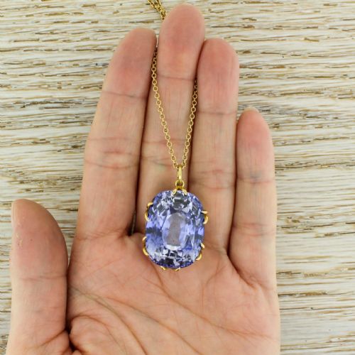 fig 1. Mid Century 50.00 Carat Synthetic Sapphire Pendant, circa 1960