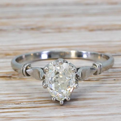 fig 1. Art Deco 0.80 Carat Old Pear Cut Diamond Engagement Ring, circa 1920