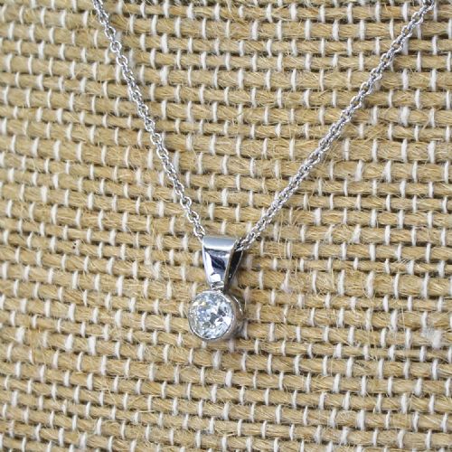 0.25 Carat Old Cut Diamond Pendant, Platinum