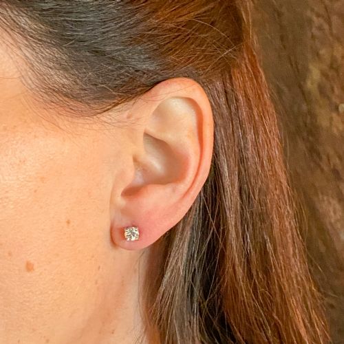 fig 1. 0.93 Carat Old Cut Diamond Stud Earrings, 18k White Gold