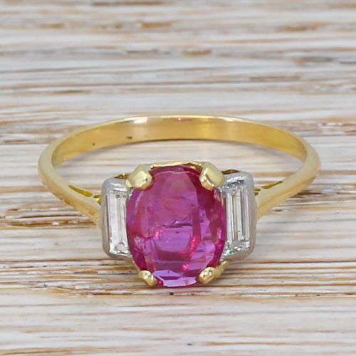 fig 1. Art Deco 1.42 Carat Burmese Pink Sapphire & Diamond Ring, circa 1920