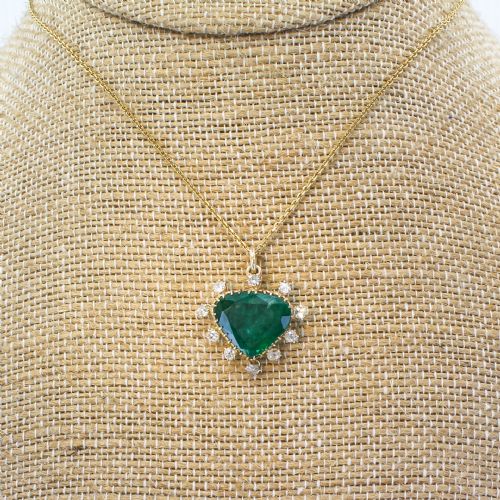 fig 2. Victorian 5.90 Carat Emerald & Old Cut Diamond Pendant, circa 1890