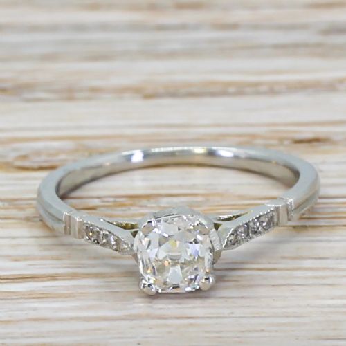 fig 1. Art Deco 0.63 Carat Old Cut Diamond Engagement Ring, circa 1925