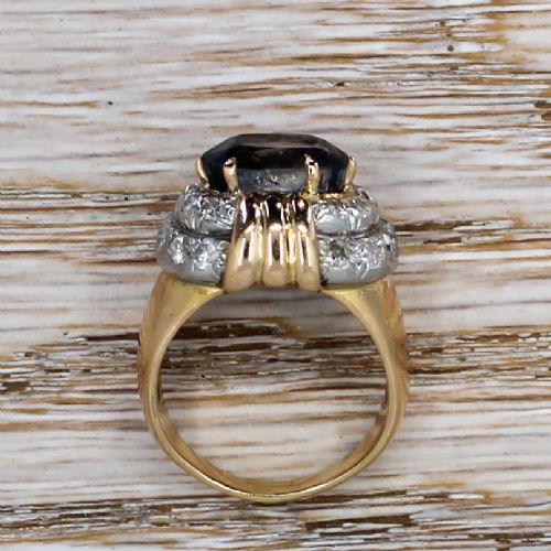 fig 4. Art Deco 6.55 Carat Natural Ceylon Sapphire & Diamond Ring, circa 1945