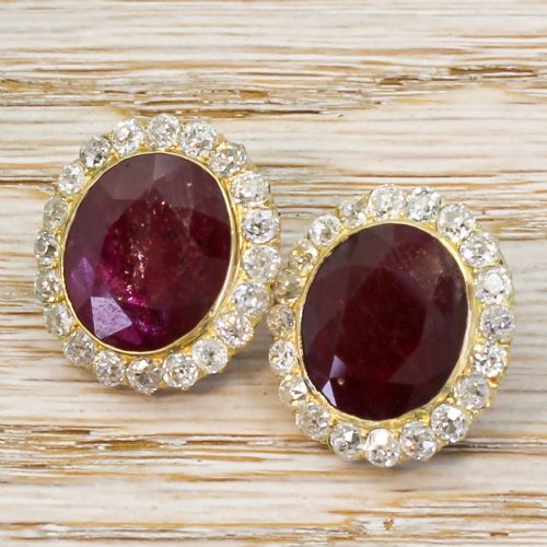 fig 2. Victorian 18.13 Carat Natural Ruby & Old Cut Diamond Earrings, circa 1890