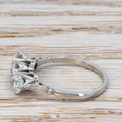fig 2. Art Deco 1.24 Carat Old Cut Diamond Trilogy Ring, circa 1930
