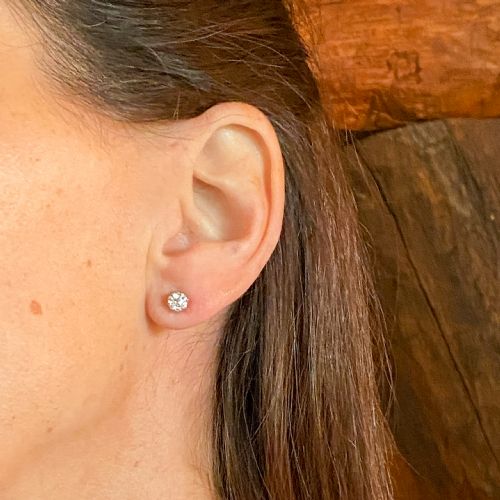 fig 1. 0.81 Carat Old Cut Diamond Stud Earrings, 18k White Gold