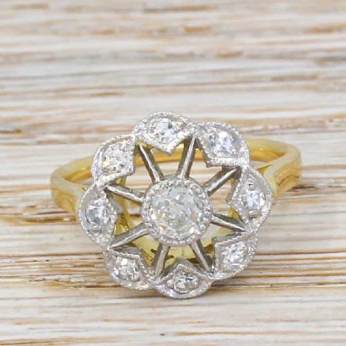 fig 1. Art Deco 0.49 Carat Old Cut Diamond Cluster Ring, circa 1925