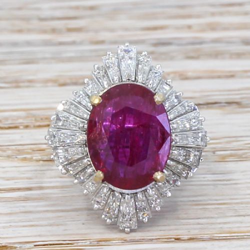 fig 1. Mid Century 7.26 Carat Natural Ruby & Diamond Ballerina Ring